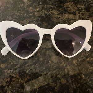 Heart-Shaped White Sunglasses